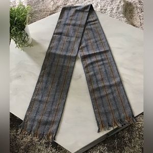 Scarf, black, grey, brown striped, mens or womens